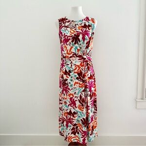 Maggy London Multicolor Floral Sleeveless Midi Dress Size Large